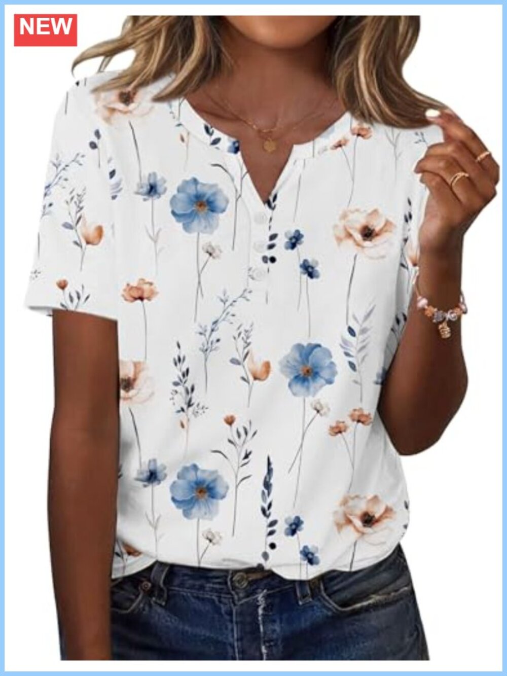 Womens Summer V Neck Short Sleeve Tunic T Shirt Casual Blouse